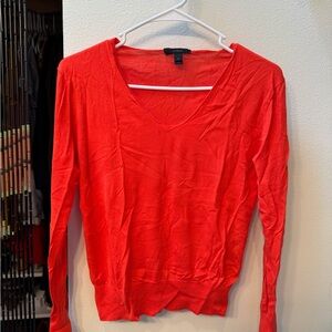 J. Crew Red Long Sleeve Fitted Sweater V-Neck